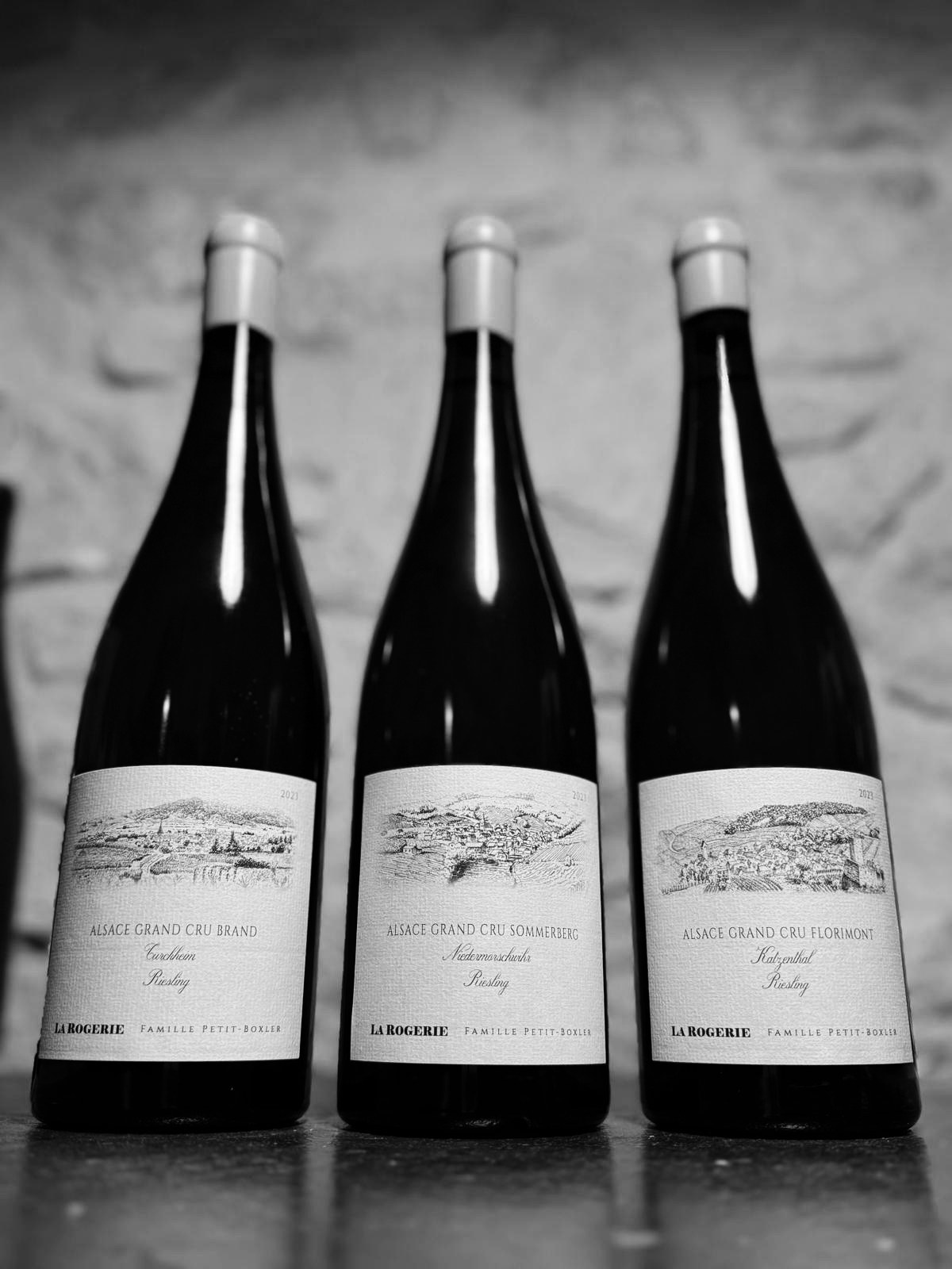 Labels for La Rogerie Alsace wines
