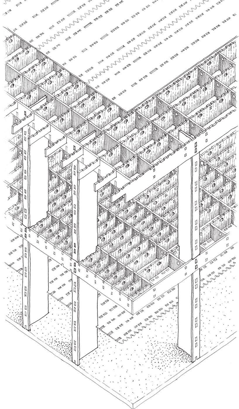 Holcim Visitor Workshop - isometric drawing of the prefabricated CPC concrete structure